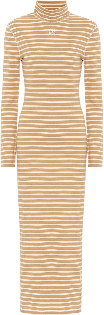LOEWE Striped cotton-jersey midi dress