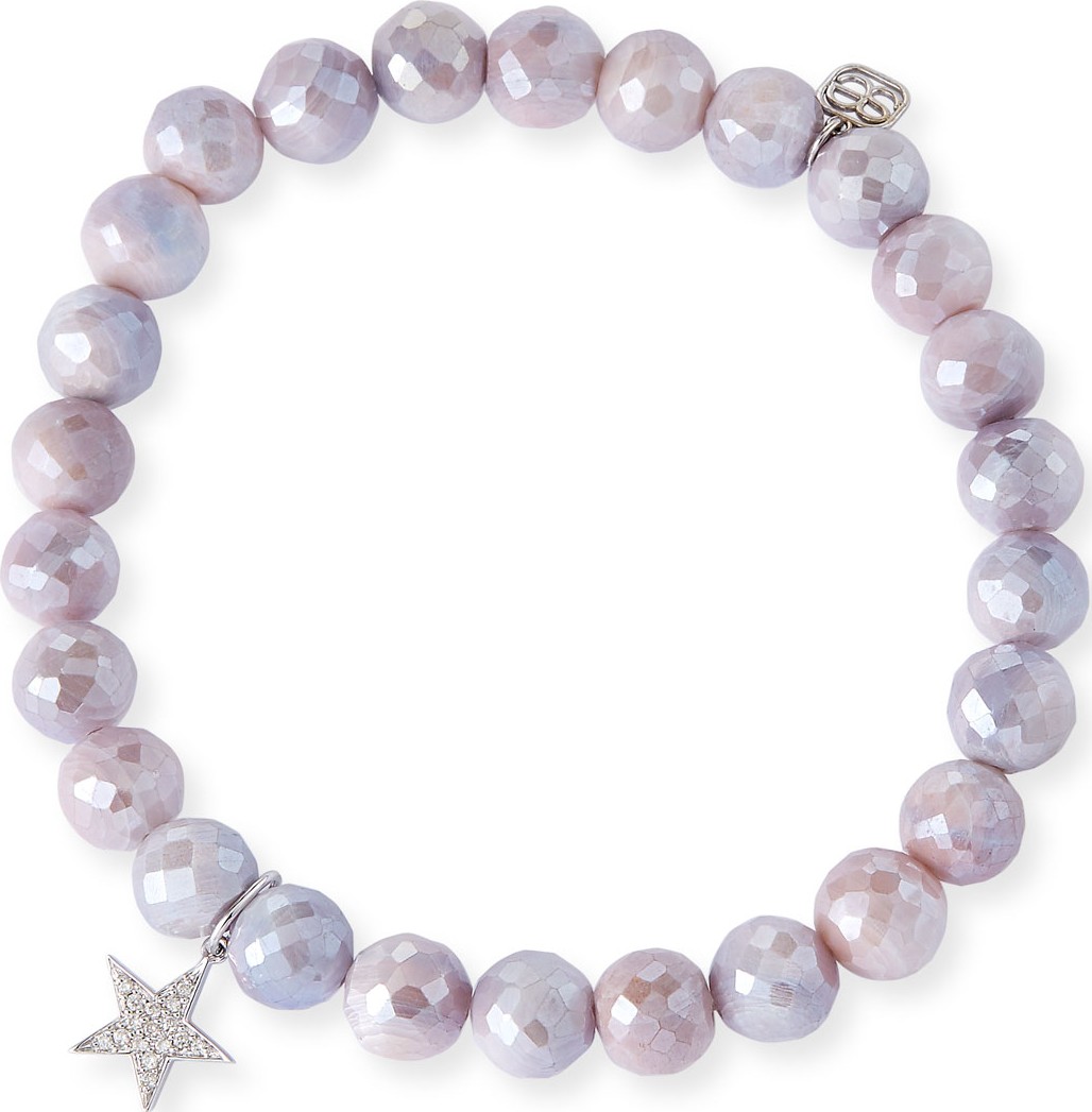 Sydney Evan 14k White Gold Diamond Star & Moonstone Bracelet