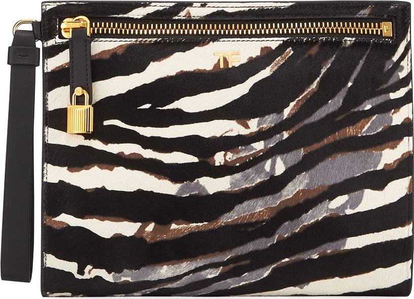 TOM FORD Zebra Baby Calf Wristlet Clutch Bag