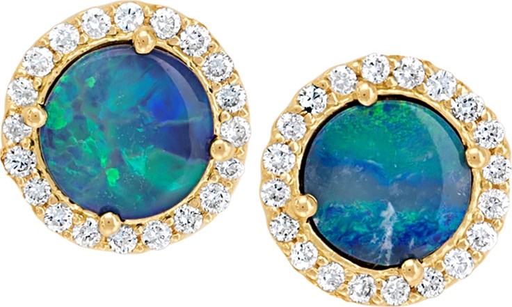Jamie Wolf 18k Diamond-Edged Boulder Opal Stud Earrings