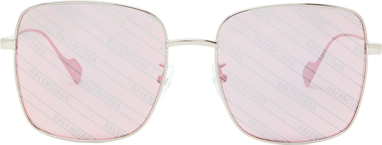 Balenciaga Logo-print mirrored square metal sunglasses