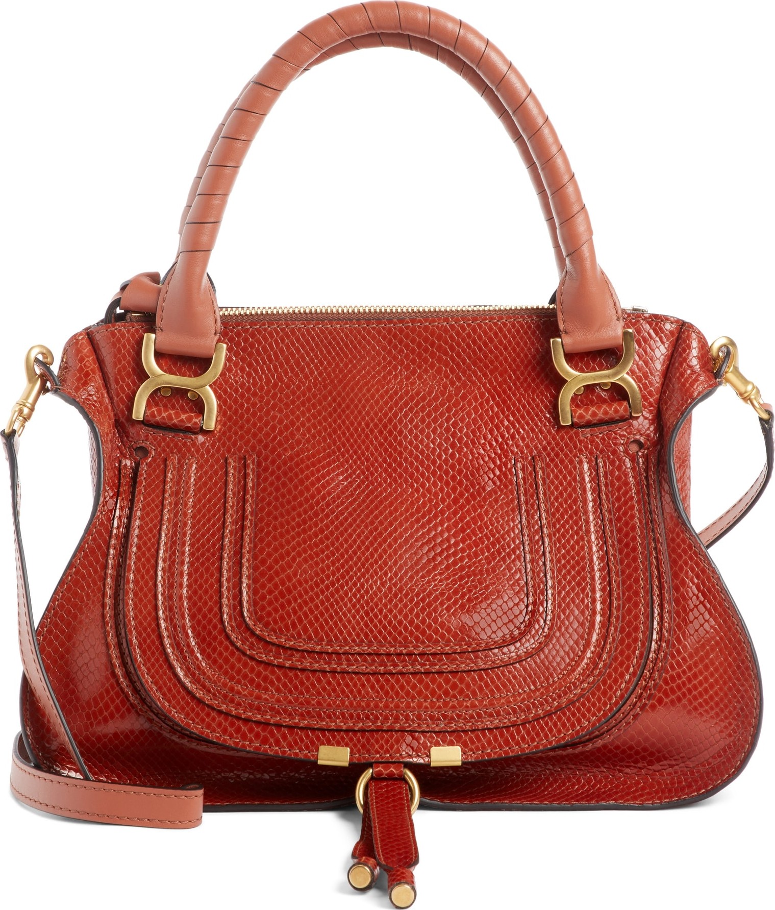 Chloe Marcie Snake Embossed Leather Satchel