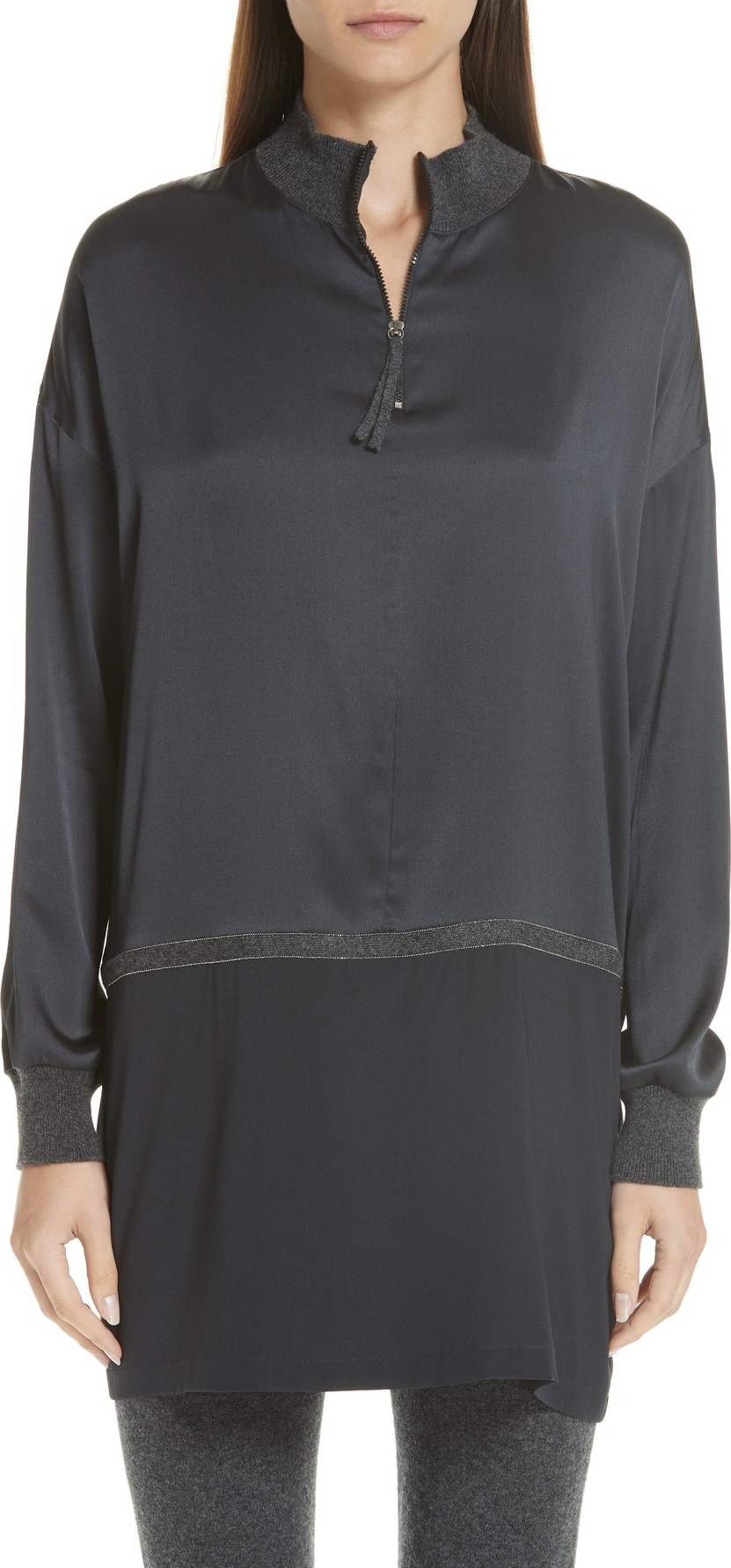 Fabiana Filippi Beaded Stretch Silk & Cashmere Tunic