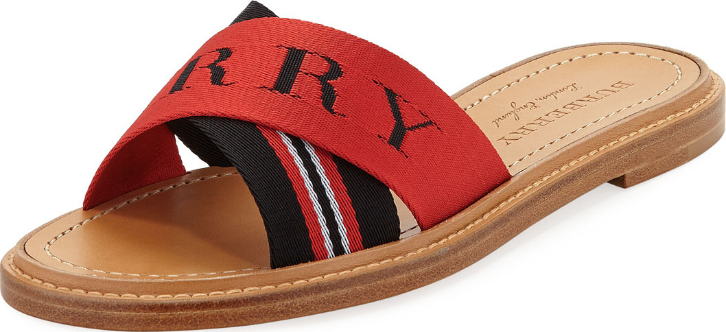 Burberry London England Foley Flat Logo Slide Sandal