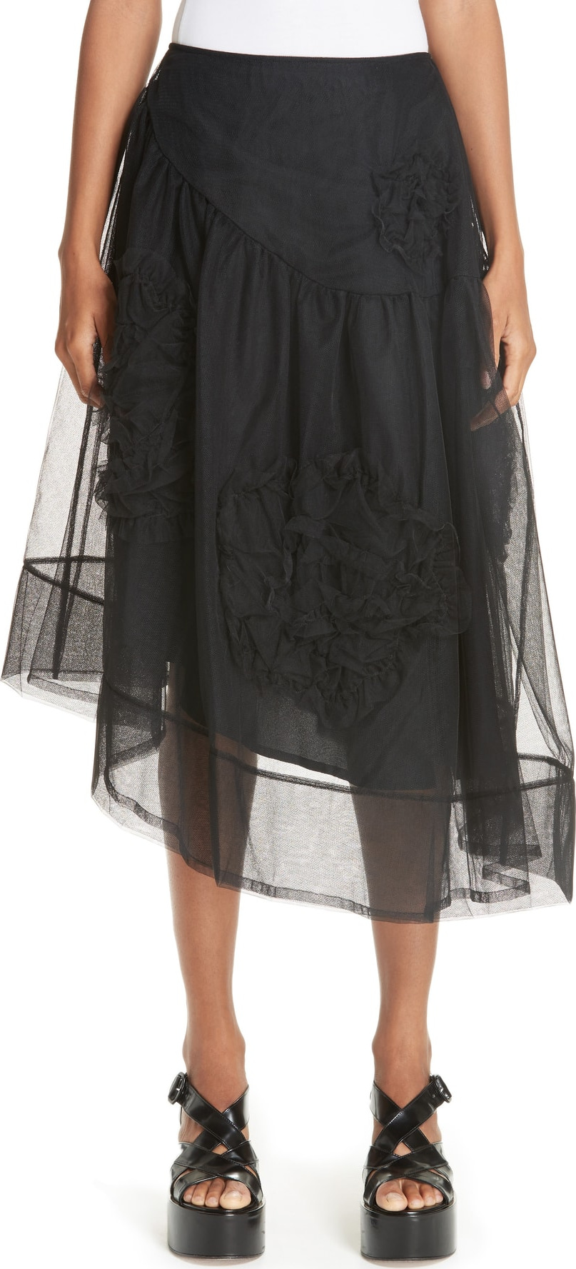 Simone Rocha Ruched Flower Tulle Skirt