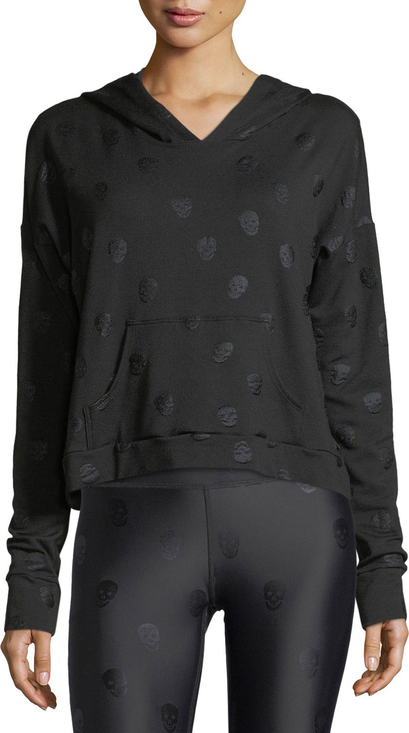 Terez Skulls Foil Printed Cross-Back Hoodie