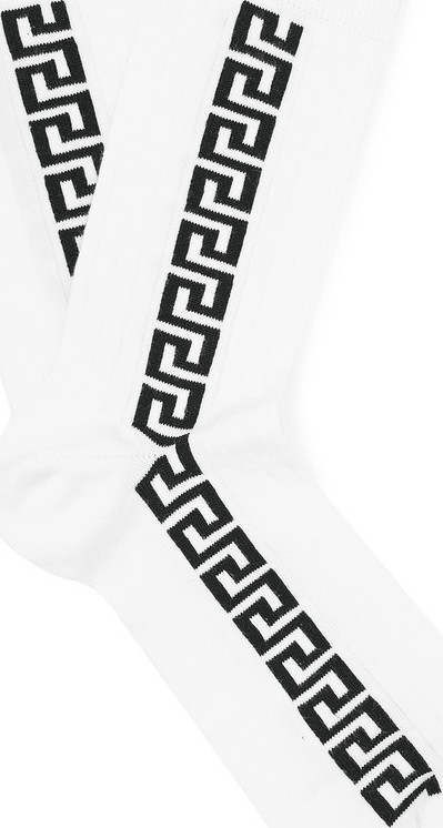 Versace Logo-Intarsia Stretch Cotton-Blend Socks