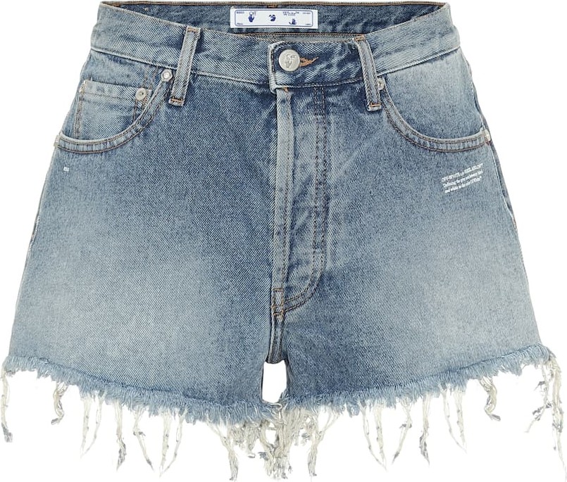 Off White High-rise denim shorts