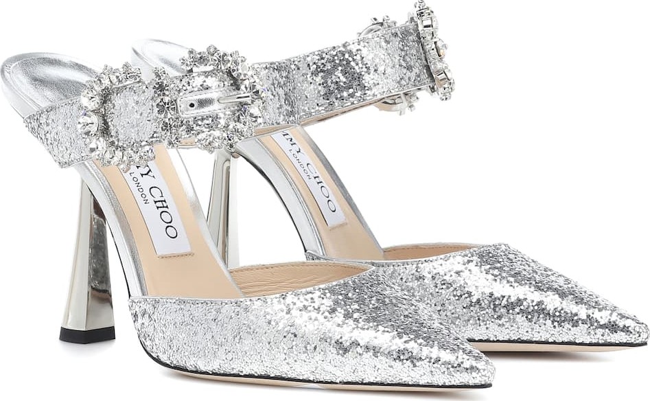Jimmy Choo Smokey 100 glitter mules