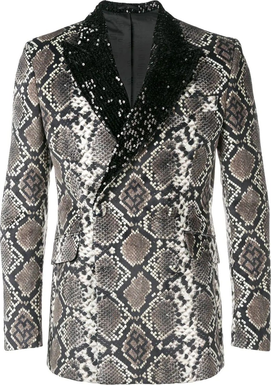 SSS World Corp Snake effect tuxedo jacket