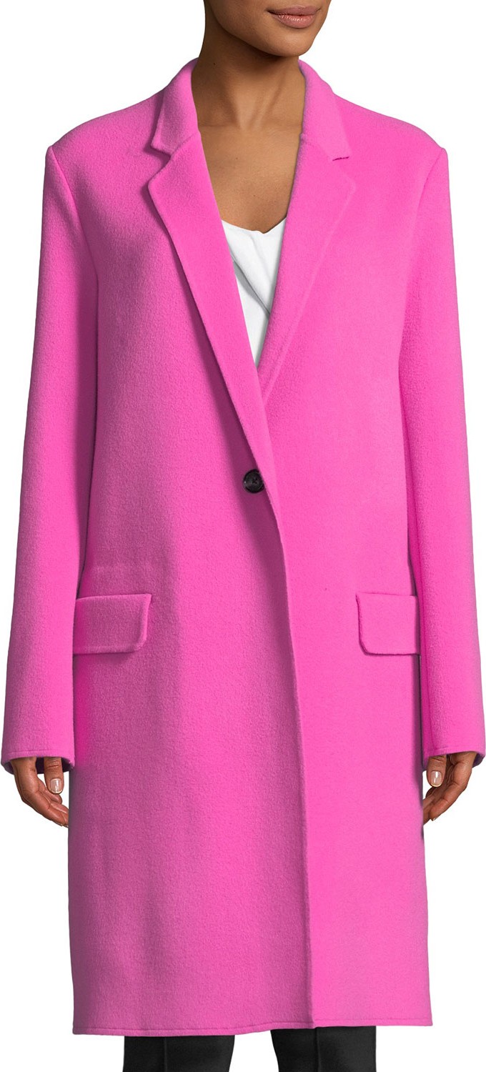 Helmut Lang Double-Face One-Button Wool Blazer Coat