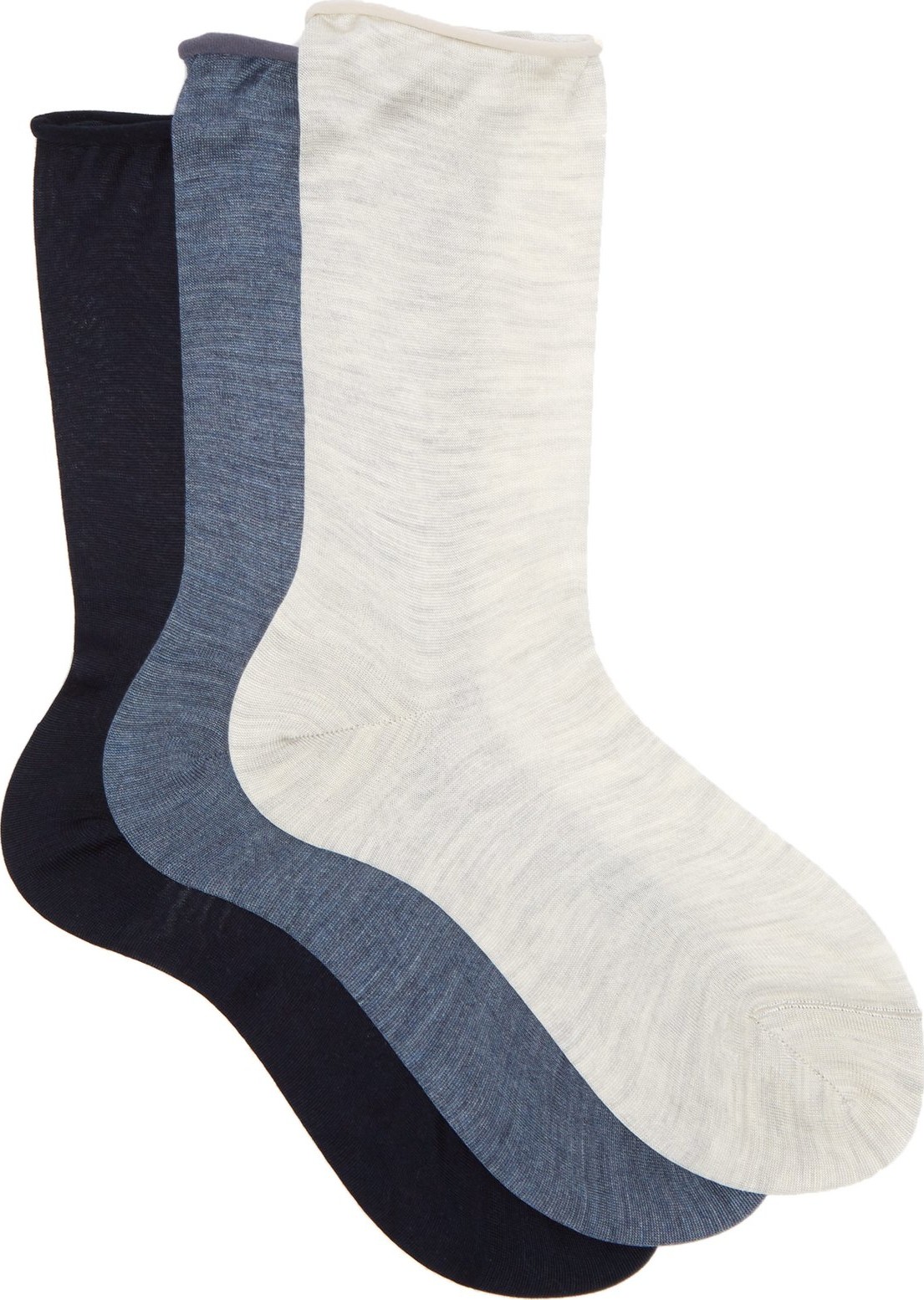 Raey Pack of three roll-top silk socks
