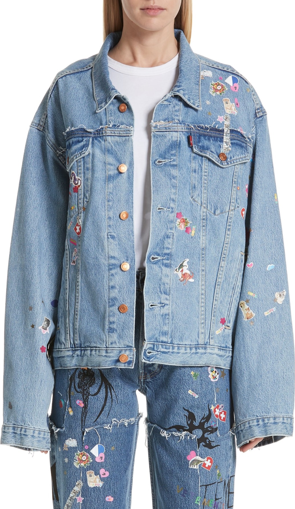 Vetements Sticker Oversized Denim Jacket