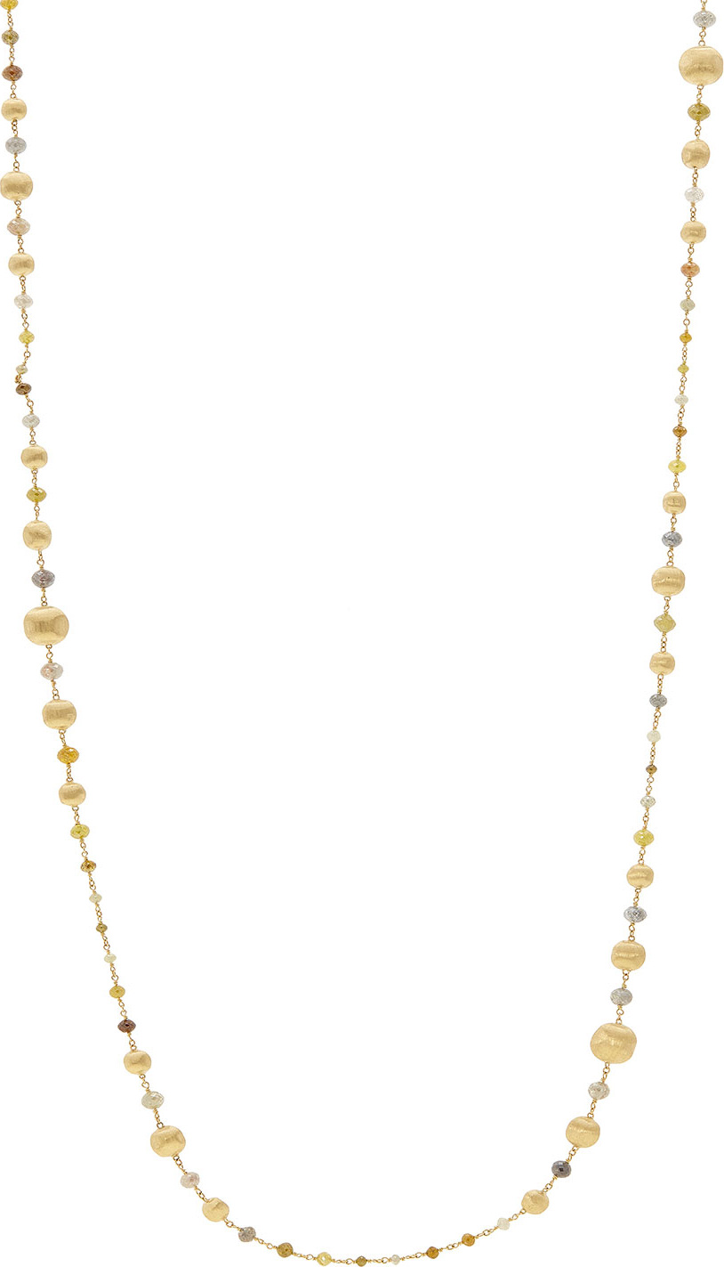 Marco Bicego Unico Africa Beaded Necklace with Rough Diamonds, 36" (34ct)