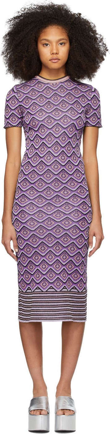 Paco Rabanne Purple Jacquard Stripes Dress Paco Rabanne Purple Jacquard Stripes Dress