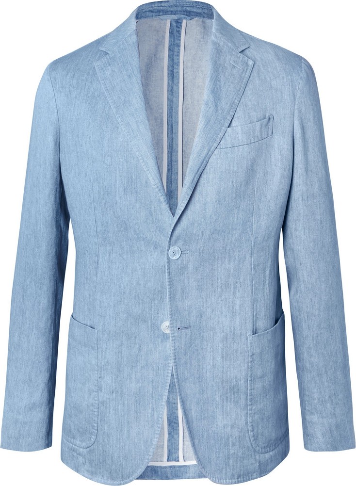 Ermenegildo Zegna Light-Blue Unstructured Linen Blazer