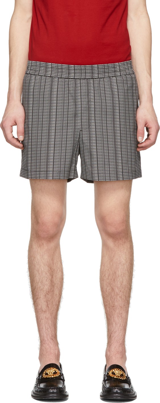 Versace Black & White Logo Shorts