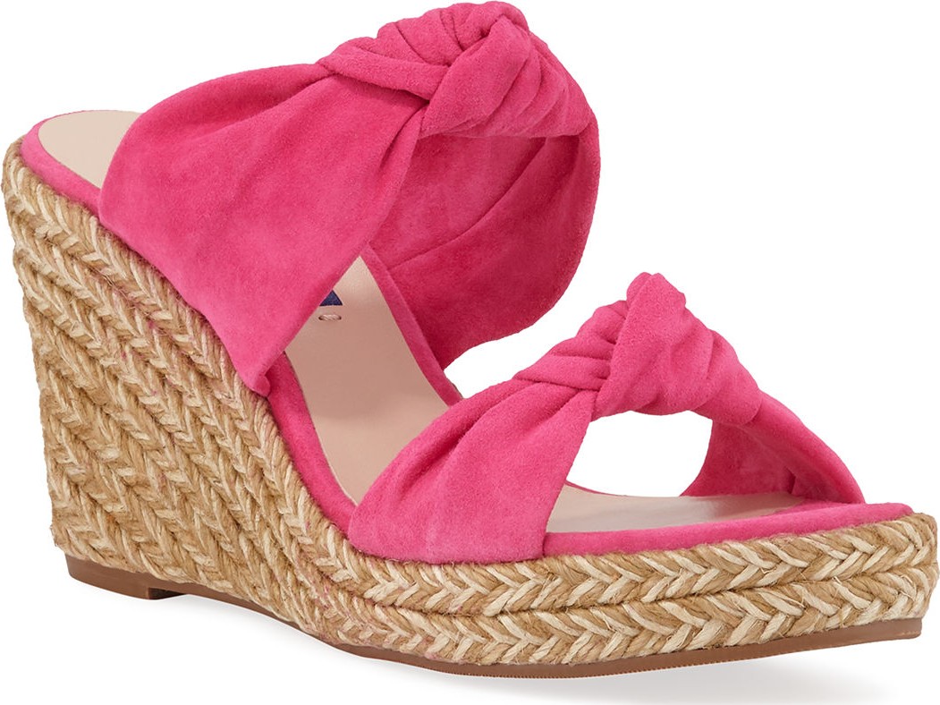 Stuart Weitzman Sarina Knotted Suede Wedge Sandals