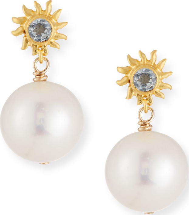 Dina Mackney Starburst Pearl Drop Earrings