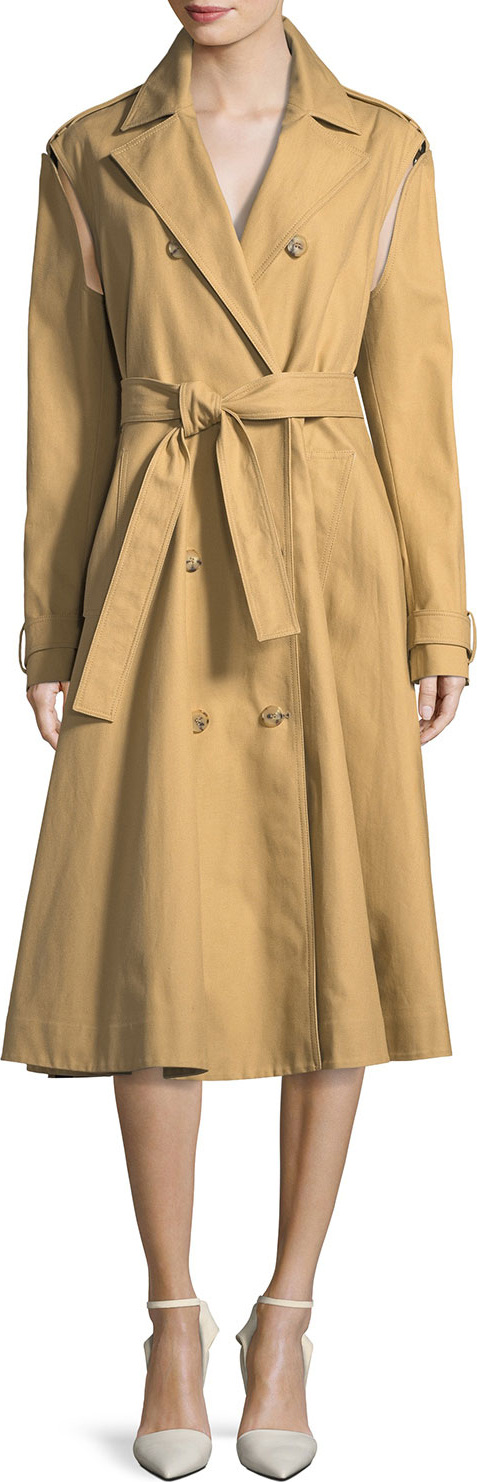 Calvin Klein 205W39NYC Double-Breasted Swing Trench Coat with Detachable Sleeves