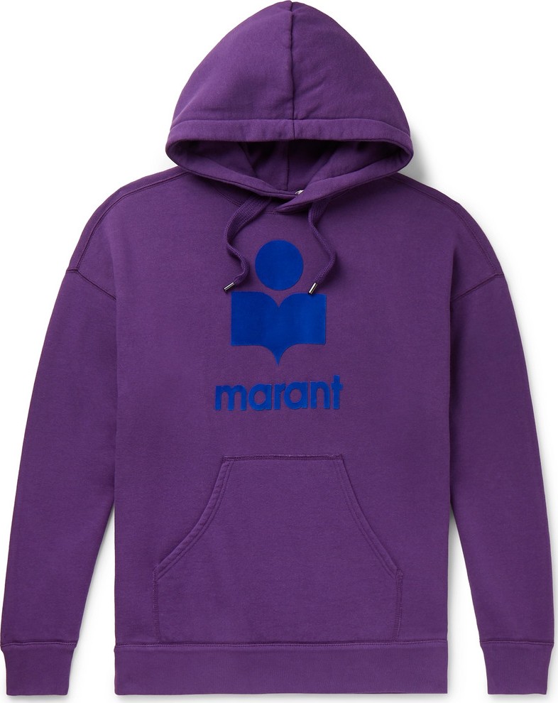 Isabel Marant Miley Logo-Flocked Fleece-Back Cotton-Blend Jersey Hoodie