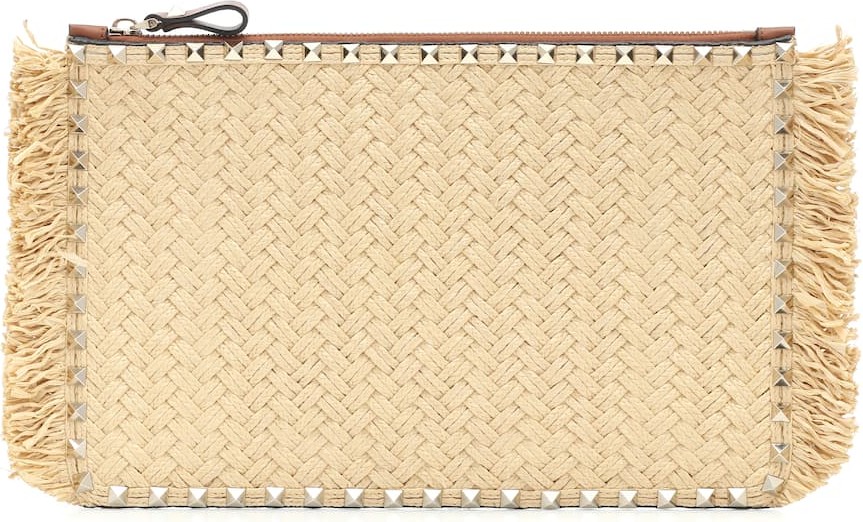 Valentino Valentino Garavani Rockstud straw clutch