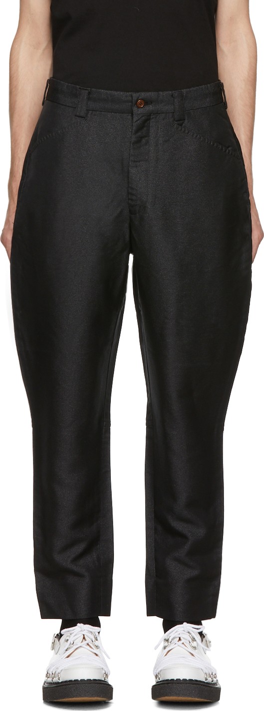 Comme Des Garçons Homme Plus Black Shiny Twill Trousers