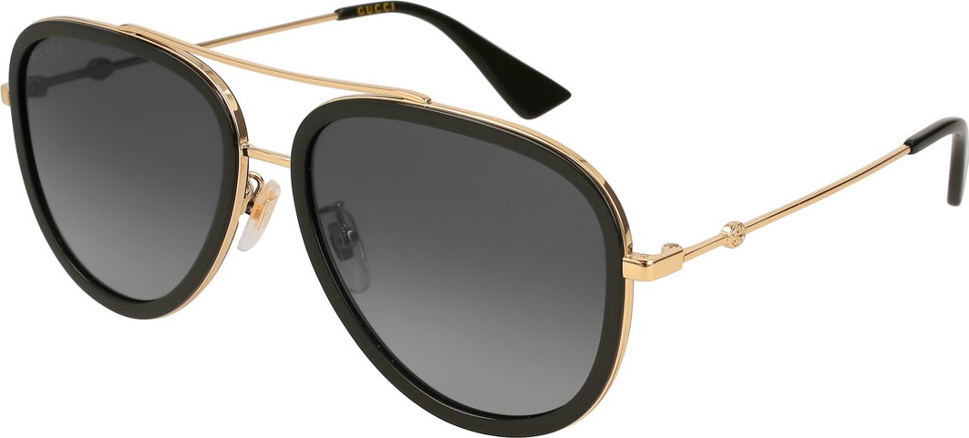 Gucci Metal & Acetate Gradient Aviator Sunglasses, Gold/Black