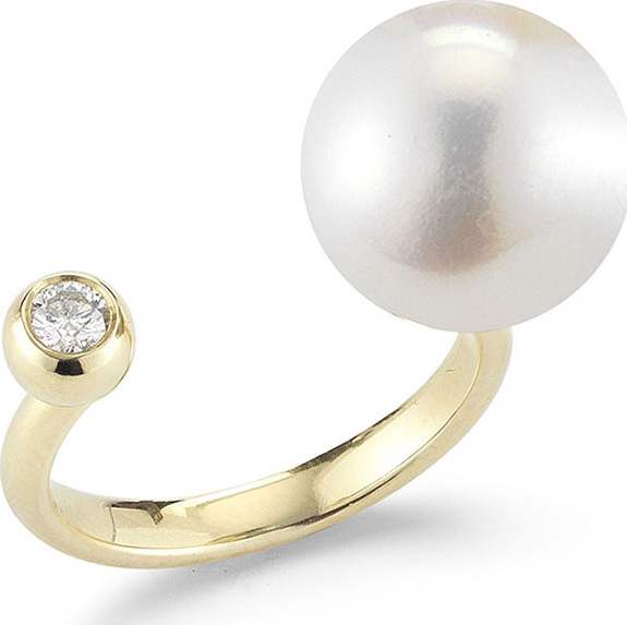 Mizuki Diamond & Pearl Split-Band Ring