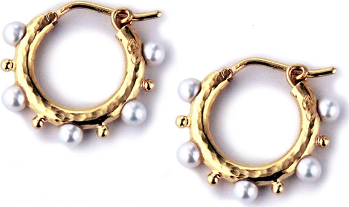 Elizabeth Locke Big Baby 19k Gold & Pearl Hoop Earrings