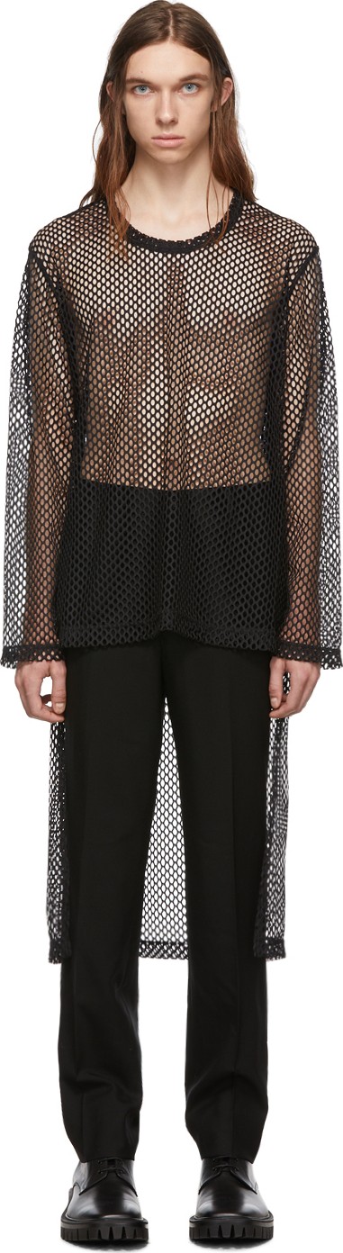 Comme Des Garçons Homme Plus Black Mesh Long Sleeve T-Shirt