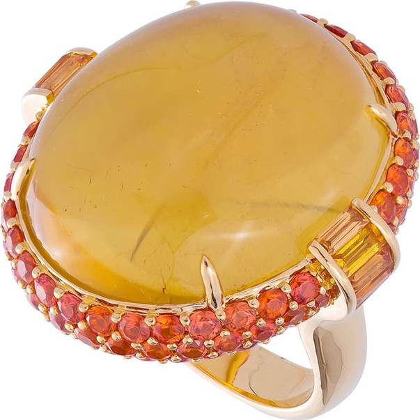 Margot McKinney 18k Beryl & Sapphire Oval Ring, Size 6.5