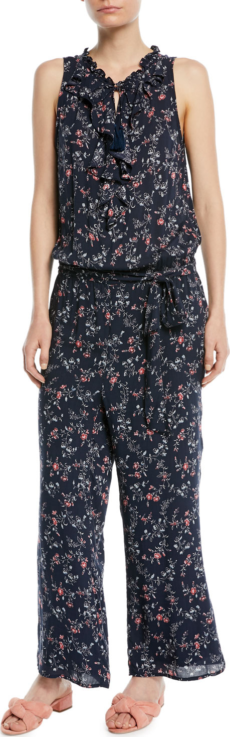 PAIGE Paletta Floral-Print Sleeveless Ruffle Jumpsuit
