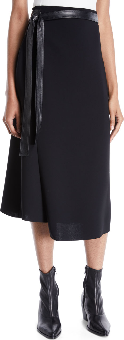 Vince Belted Wrap Midi Skirt
