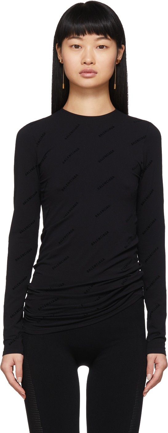 Balenciaga Black All Over Logo T-Shirt