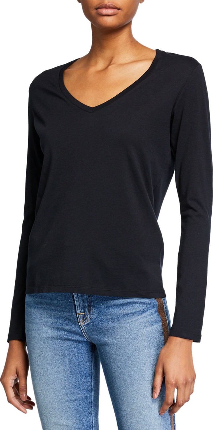 Majestic V-Neck Long-Sleeve Silk Touch Cotton Top