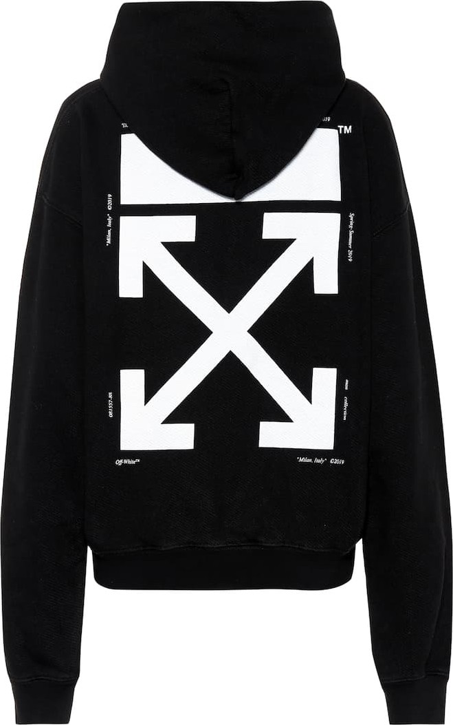 Off White Printed cotton hoodie