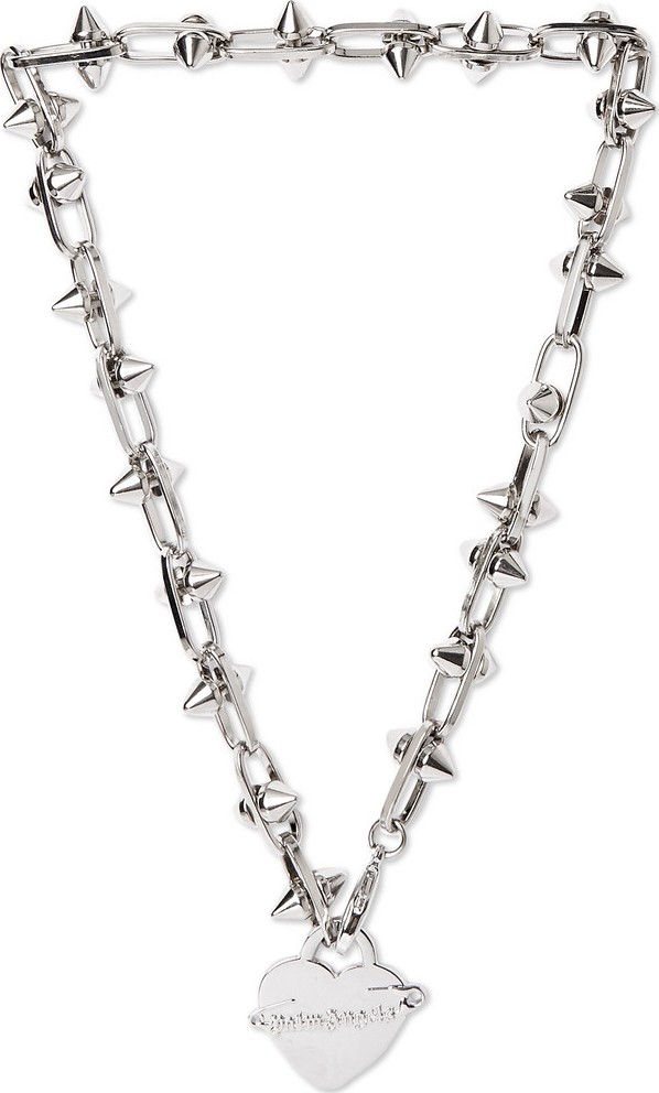 Palm Angels Pin My Heart Studded Silver-Tone Necklace