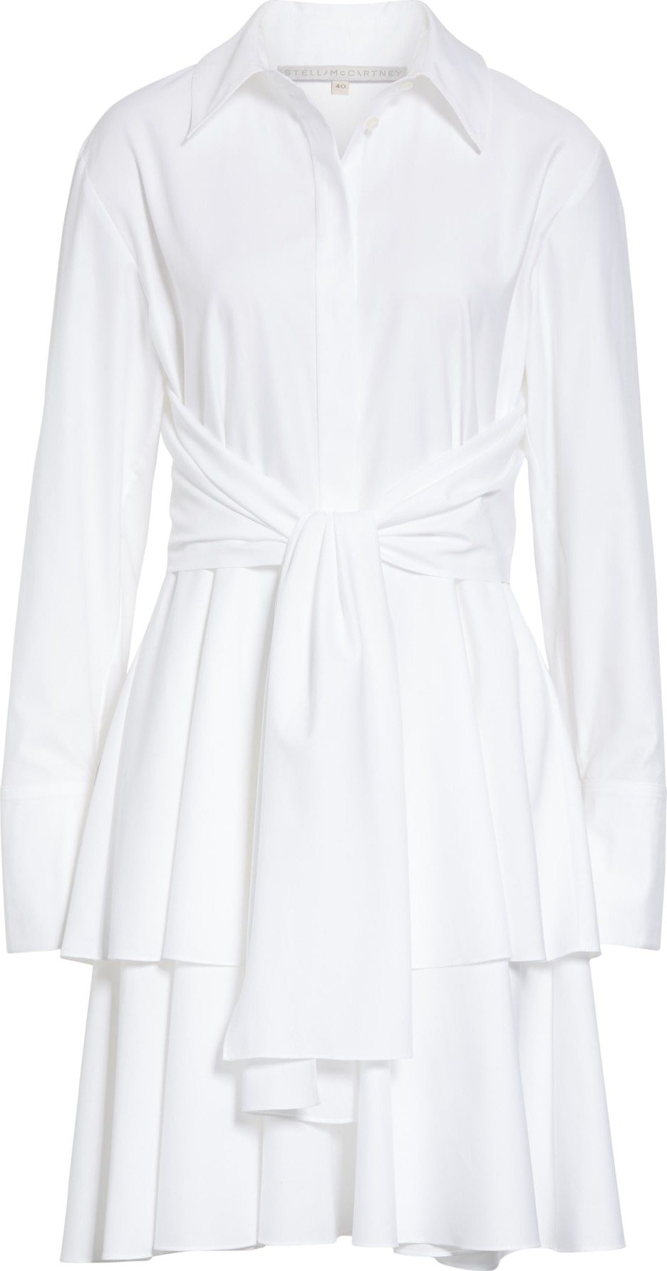 Stella McCartney Tie Waist Tiered Poplin Dress