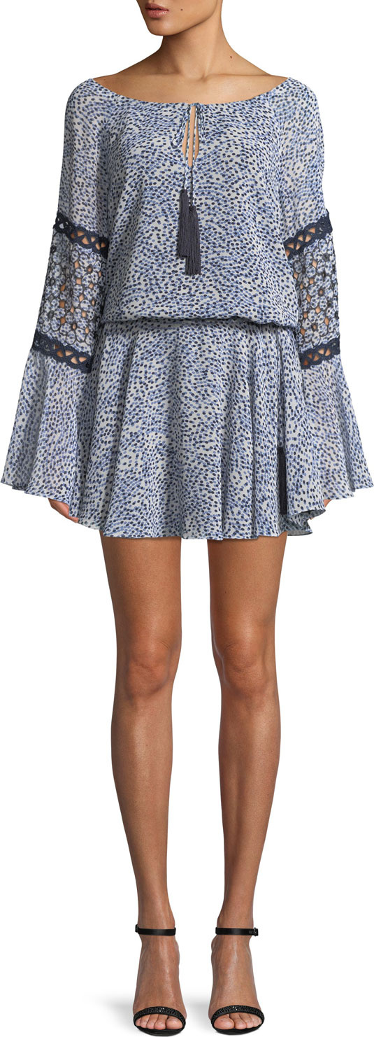 Alexis Lanelle Printed Long-Sleeve Mini Dress