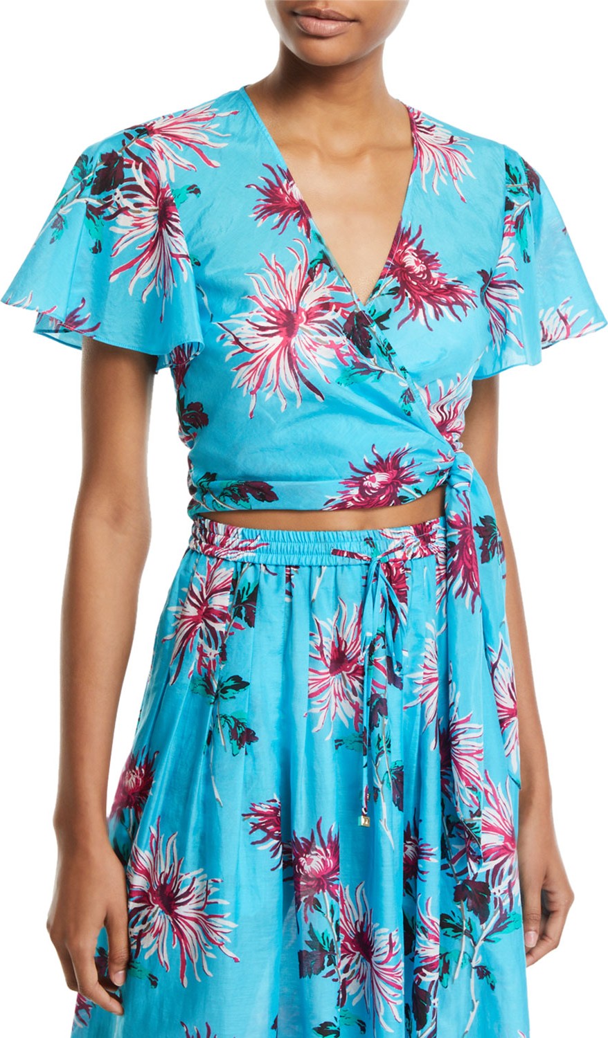 DIANE von FURSTENBERG Flutter-Sleeve Beach Wrap Top