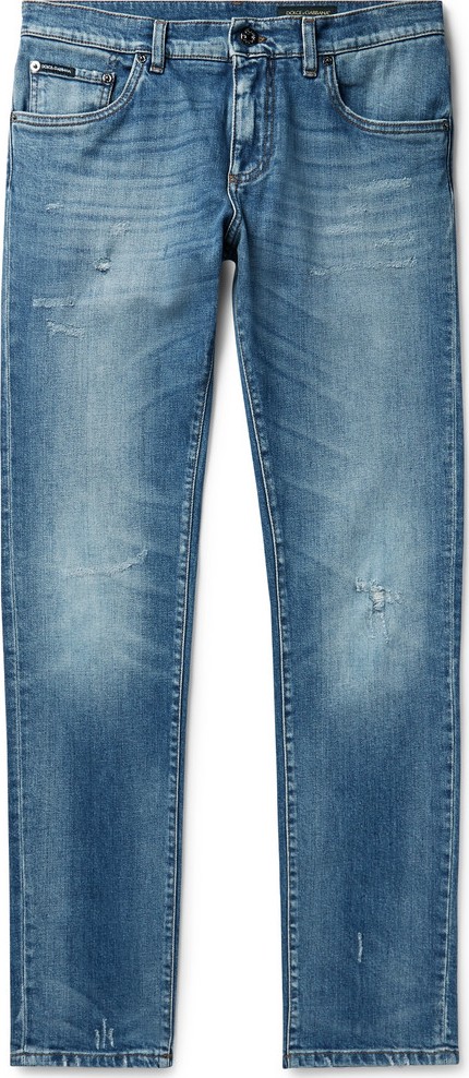 Dolce & Gabbana Skinny-Fit Distressed Denim Jeans