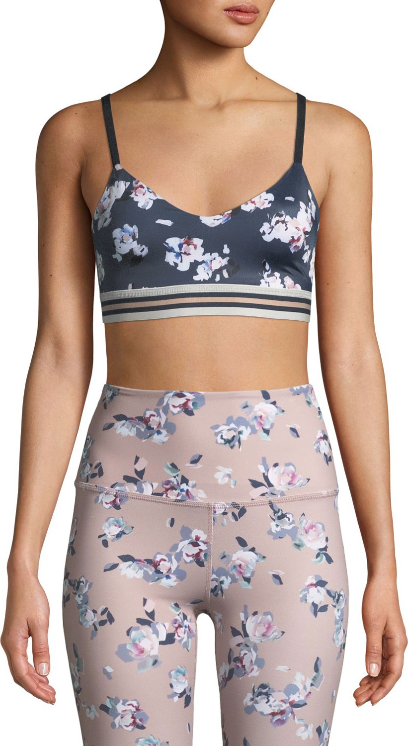 Beyond Yoga One More Stripe Floral-Print Sports Bra