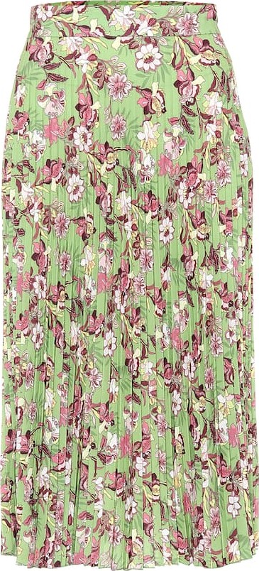 Vetements Pleated floral crêpe skirt