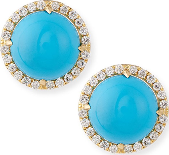 Frederic Sage Turquoise Cabochon & Diamond Stud Earrings