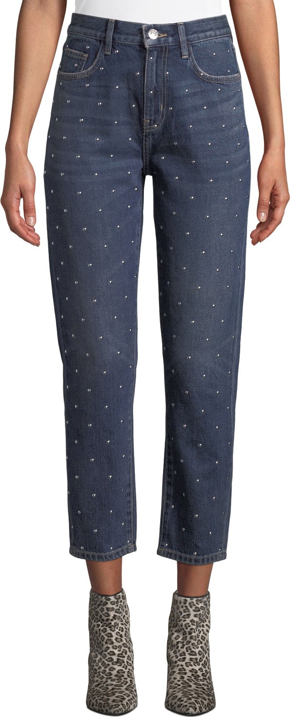 Current/Elliott The Vintage Cropped Slim Studded Jeans