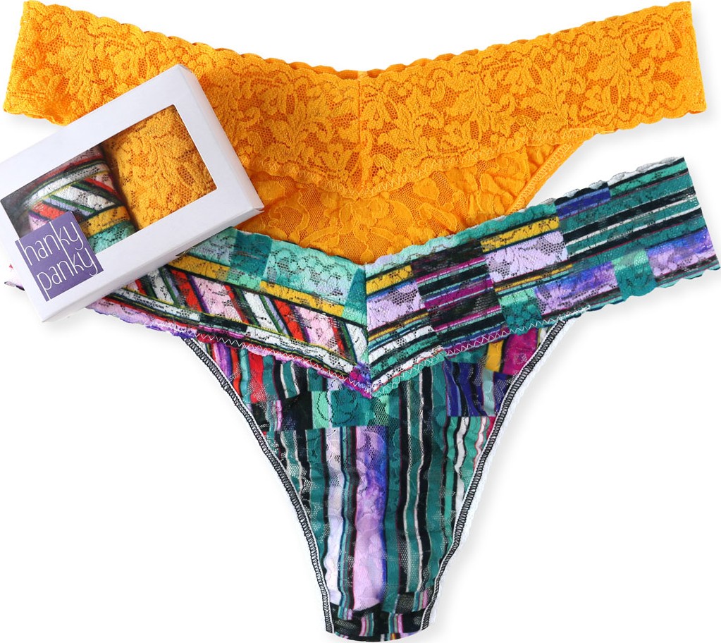 Hanky Panky Two-Pack Original-Rise Thongs in Bar Stripes