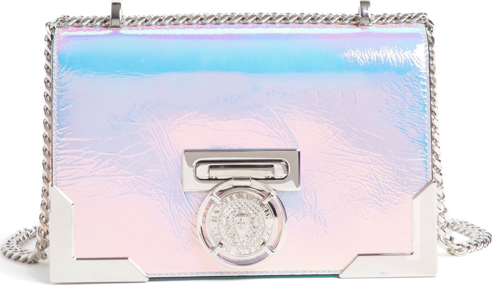 Balmain Baby Box Holographic Leather Shoulder Bag