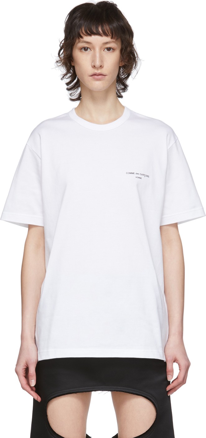 Comme Des Garçons Homme Plus White Logo T-Shirt