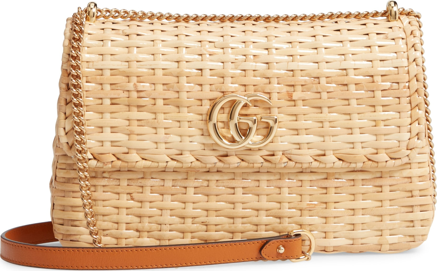 Gucci Small Linea Cestino Glazed Wicker Shoulder Bag